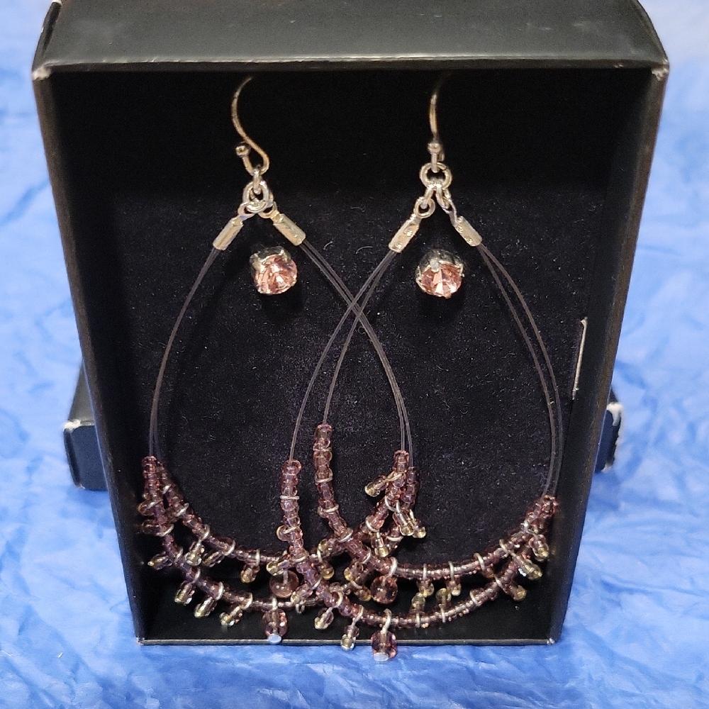 Elegant Flex Wire Beaded and Stud Earrings, New, Avon Fashion Jewelry